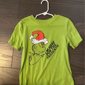 Festive Green Kids Tee with Grinch Graphic
